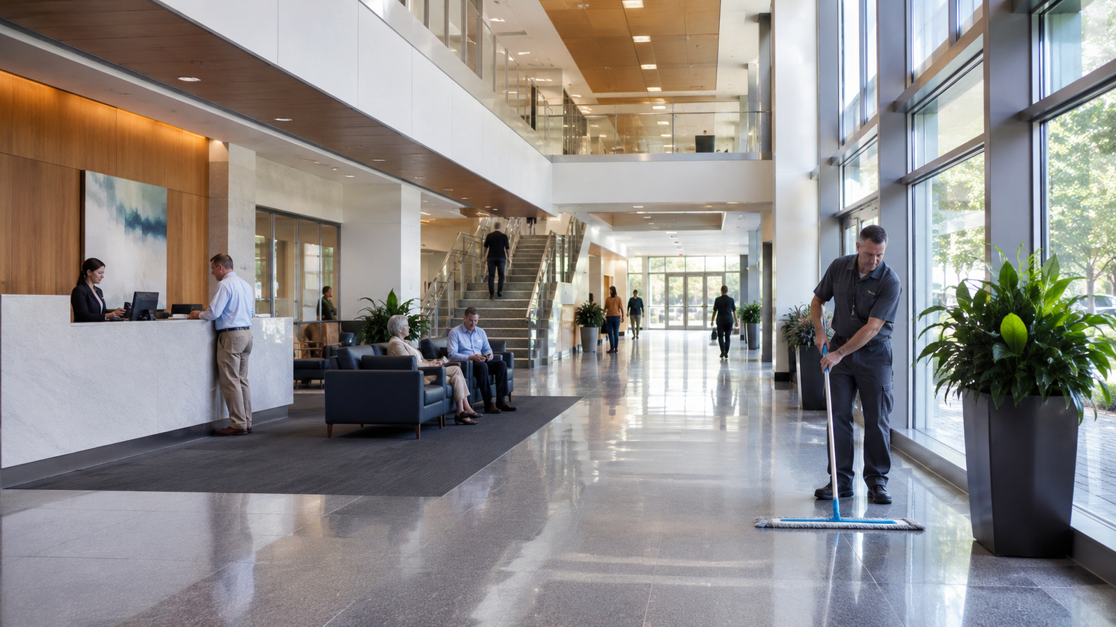 N Floorcare specialist team ready for deployment at a public sector facility